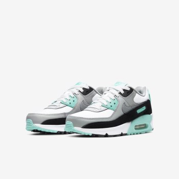 Nike Air Max 90 LTR - Nagyobb Gyerek Utcai Cipő - Fehér/Világos Szürke/Türkiz/Szürke